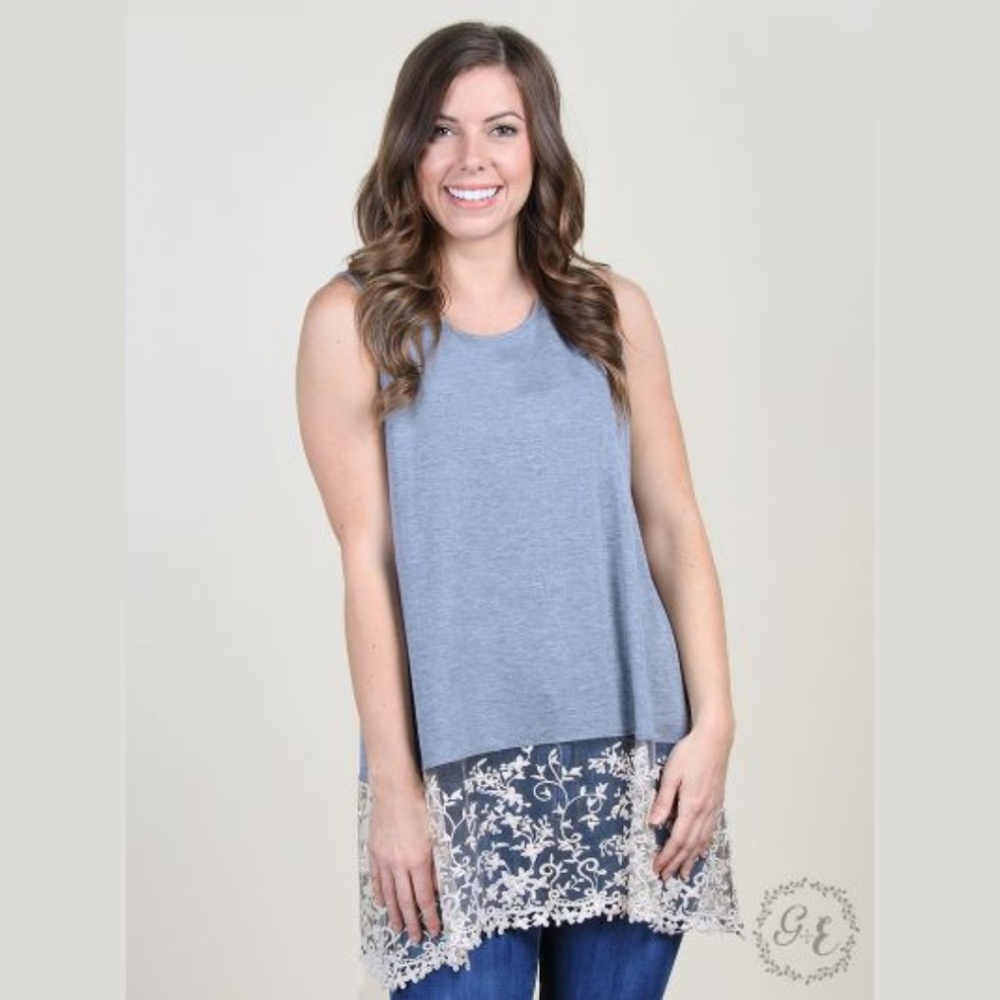 Gray Lace Tank